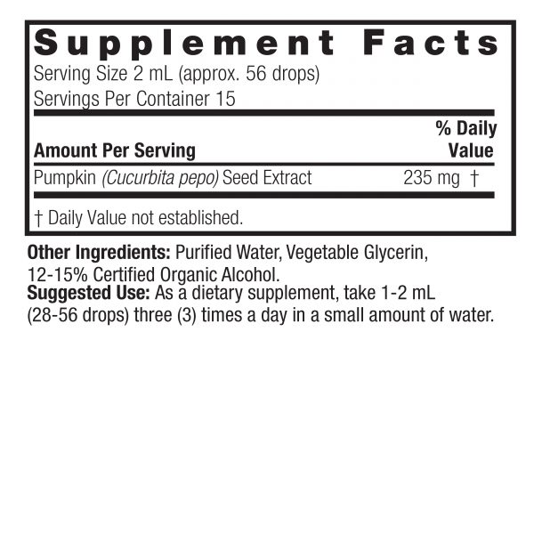 Pumpkin Seed 1oz Low Alcohol Supplements Facts box